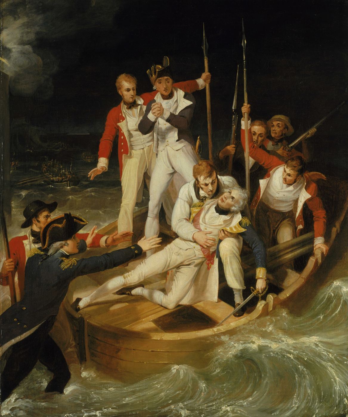 Painting of Nelson wounded in a boat during the attack on Santa Cruz
