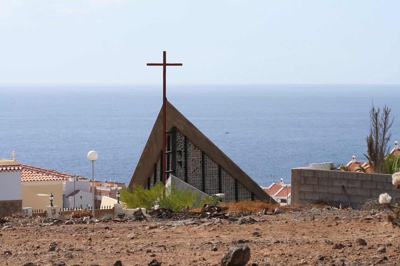 The modern church of Callao Salvaje, facing the sea