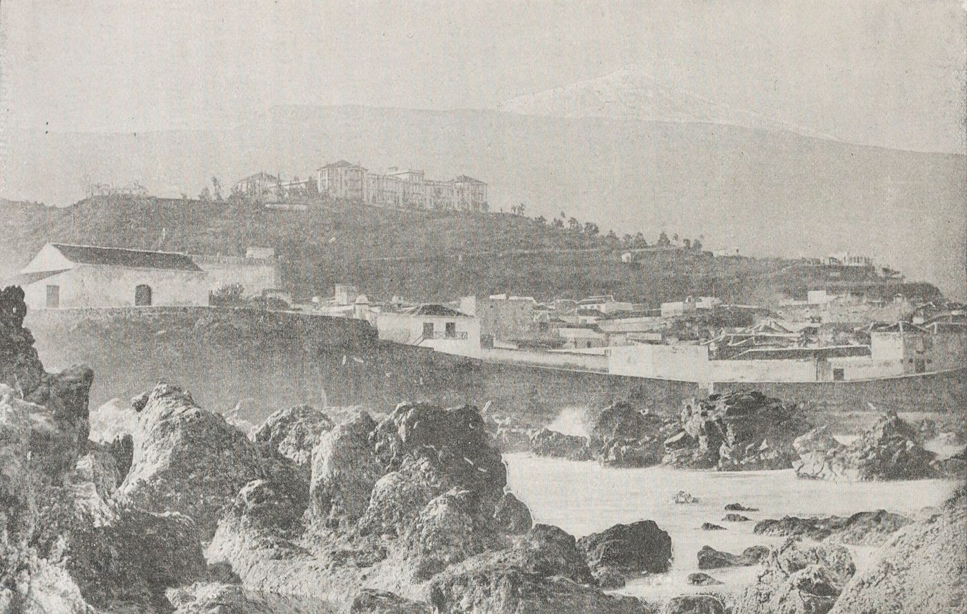Puerto de la Cruz in an illustration for Jules Verne's novel L'Agence Thompson and Co (1907)